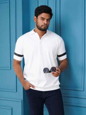 Premium Solid White Print Polo Shirt For Men